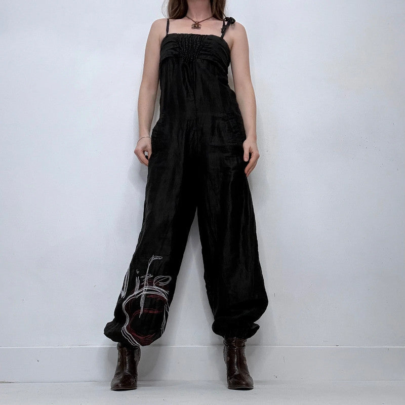 black puff balloon desigual jump suit