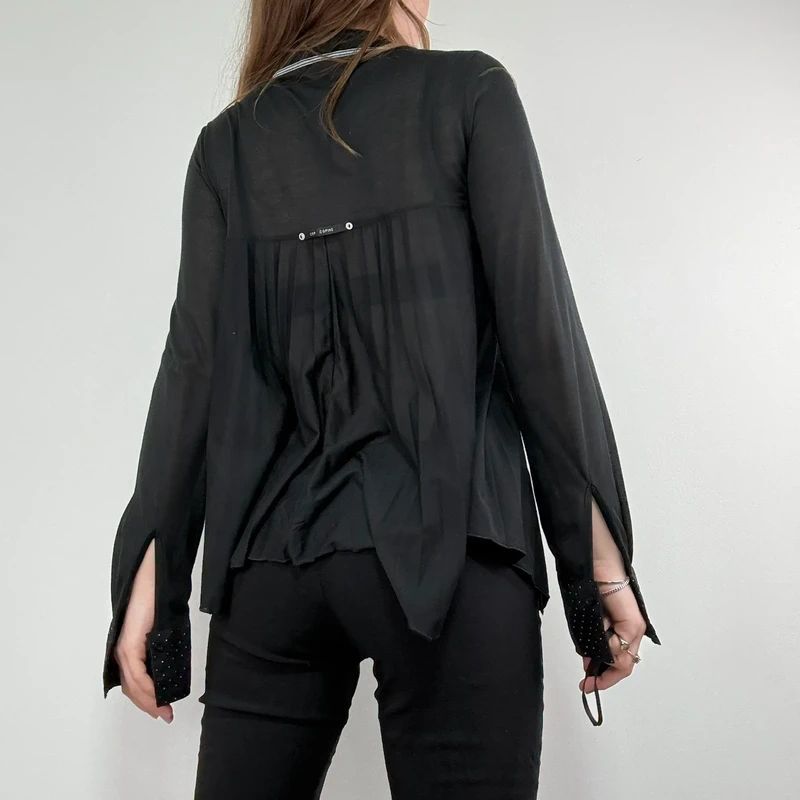 Black Cop Copine pleated flared shirt