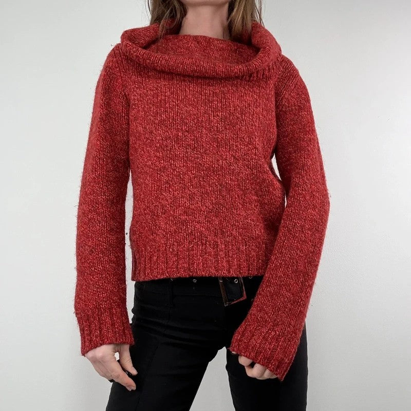 Vintage red knit massimo dutti wool roll neck sweater