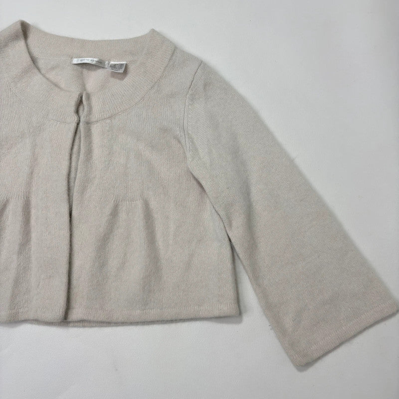 cropped cream angora fluffy knit cardigan