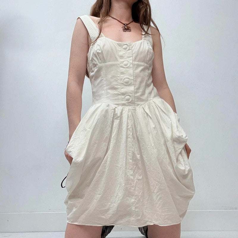 white puff gathered draped allsaints dress