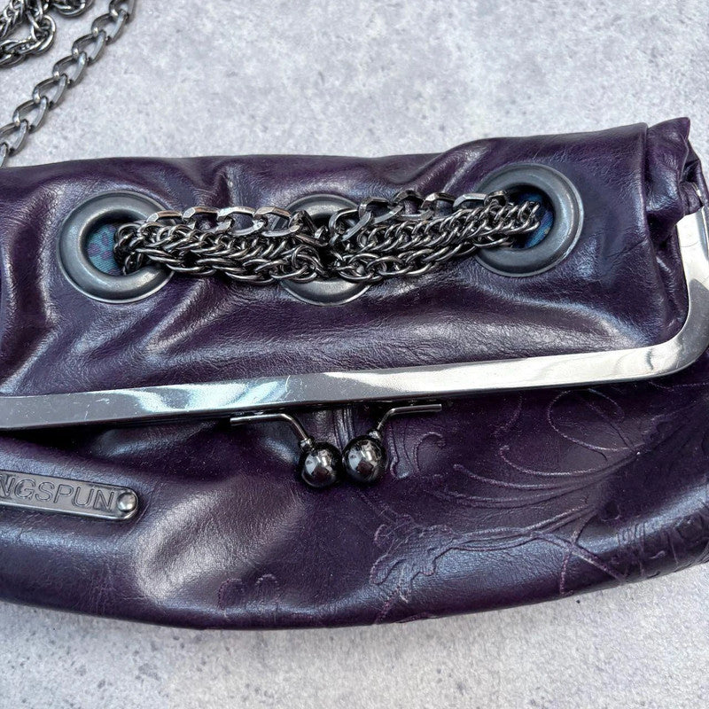chain strap mini grunge clutch bag