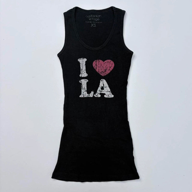 graphic printed ribbed vest