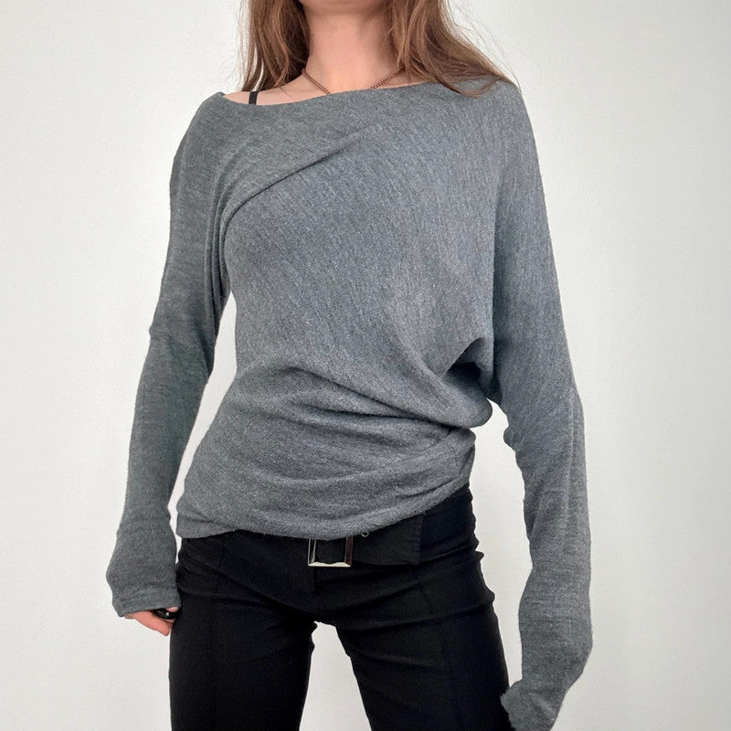 asymmetric grey batwing jumper