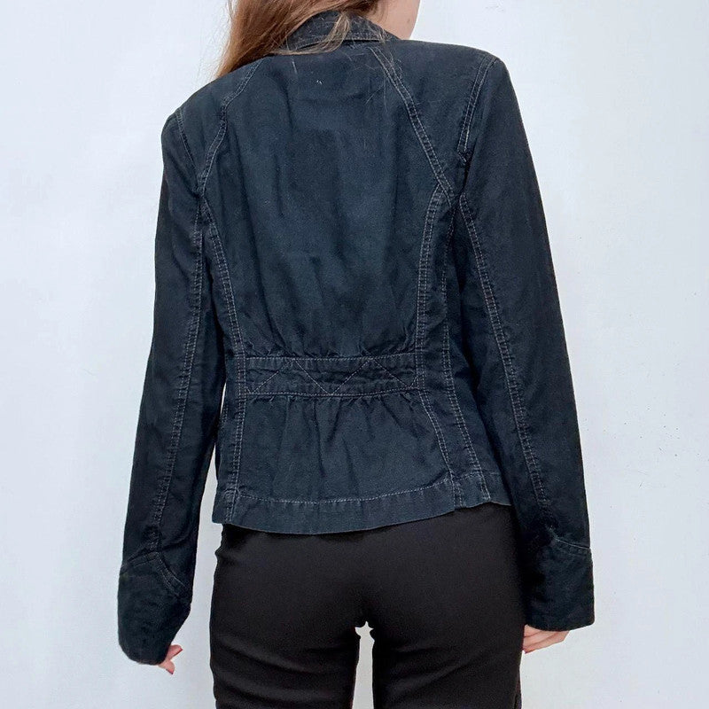 asymmetric flared grunge linen jacket