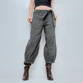 structured checked puff trousers