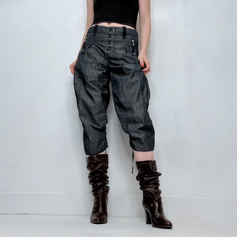 high rise corset style puff trousers