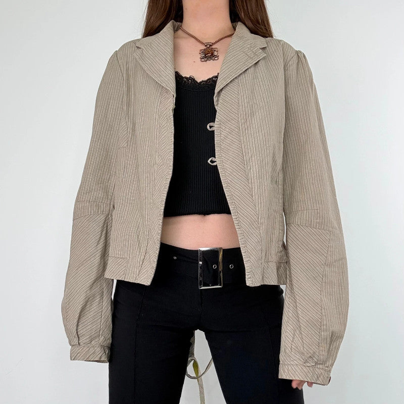 Pinstripe structured cotton jacket