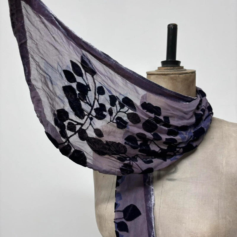 velvet sheer floral silk scarf
