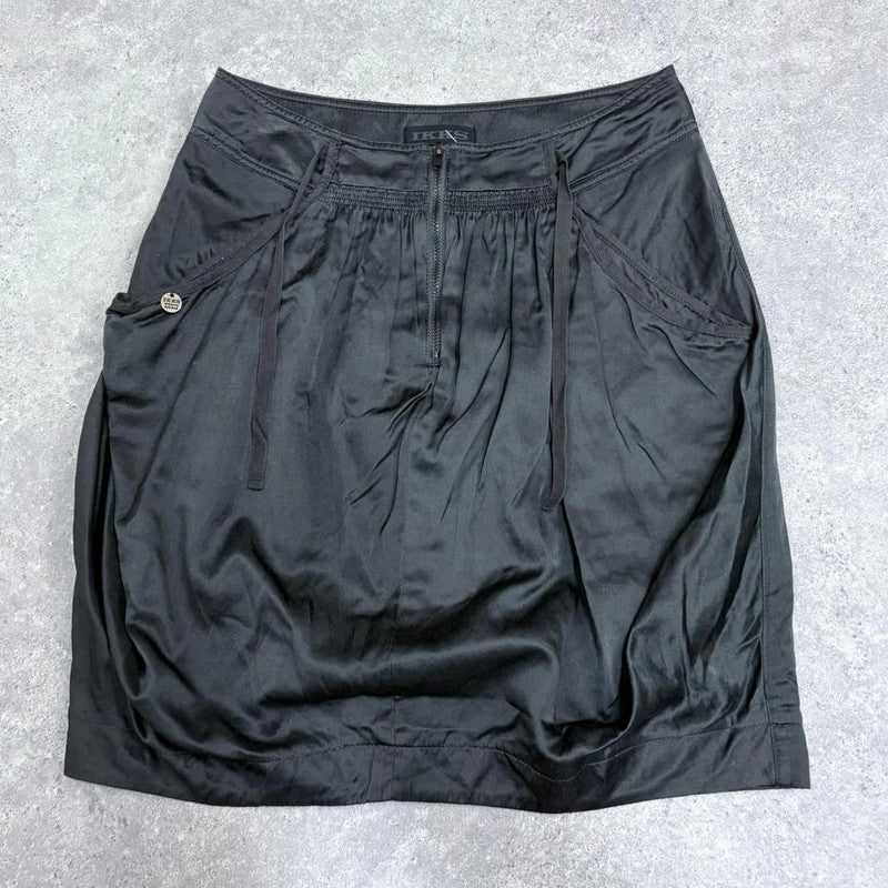 grey puff gathered mini skirt