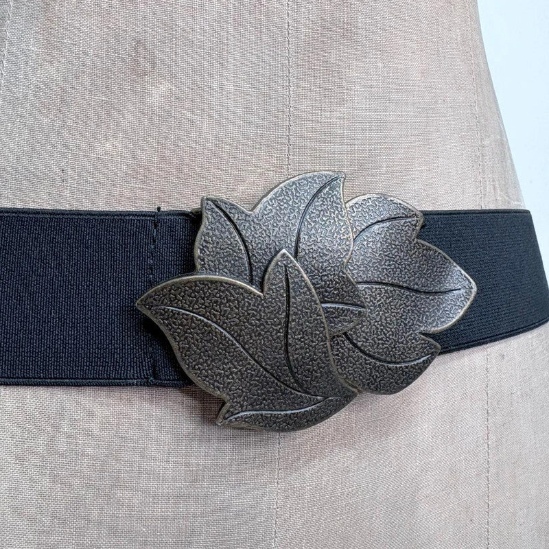 black stretch metal buckle belt