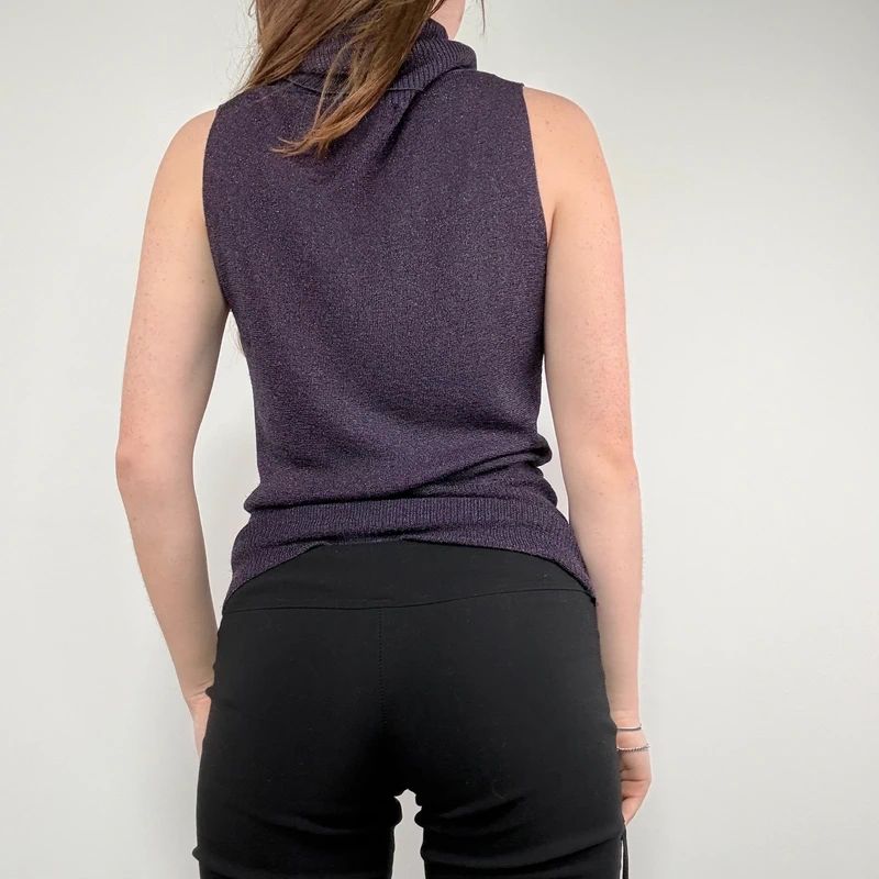 sheer funnel neck slouchy sleeveless top