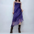 sheer flutter striped cowl neck maxi dress