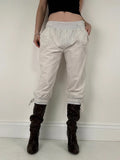 low rise white cotton lace bloomer capri trousers