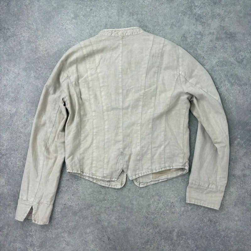 cotton khaki distressed button military jacket
