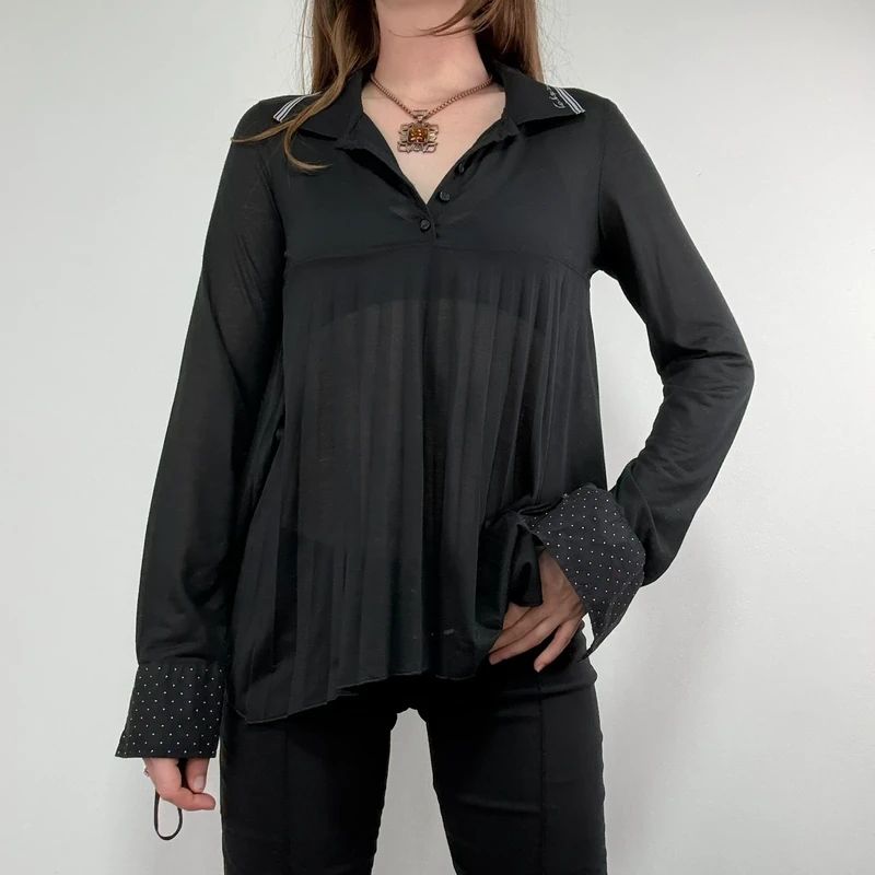 Black Cop Copine pleated flared shirt
