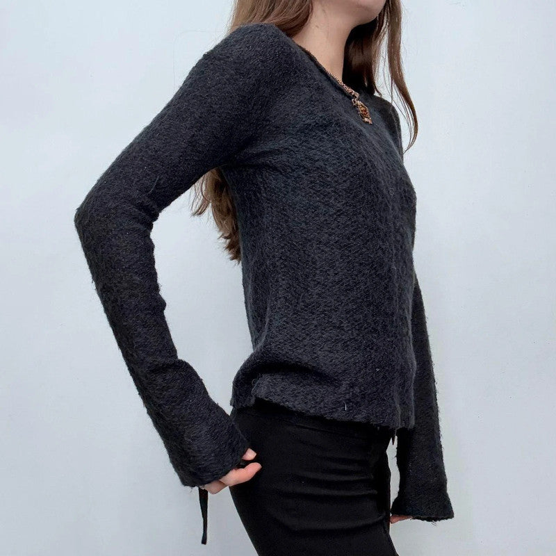 sheer knit grey wool jumper
