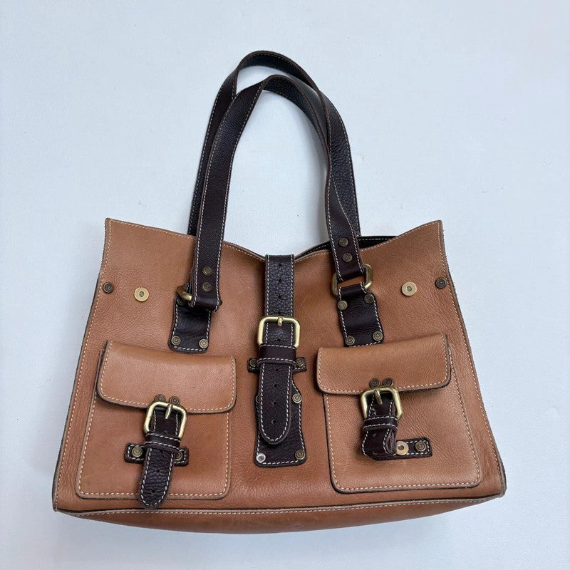 tan leather boxy city bag