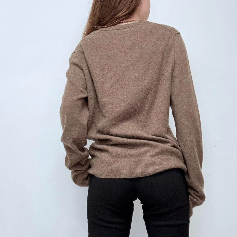 brown soft cashmere oversized jumper