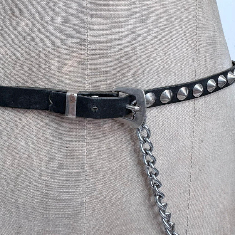 black studded punk chain belt