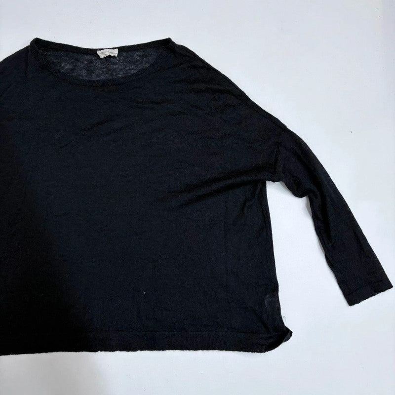 sheer wide neck black mohair jumper