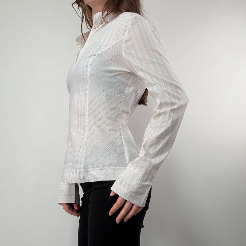 pinstripe white fitted shirt
