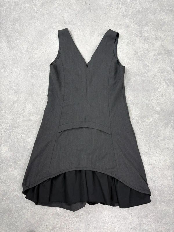 black deconstructed flared midi dress