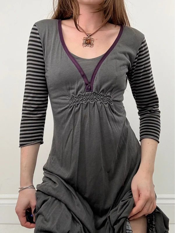 Cop Copine pinstripe gathered midi dress