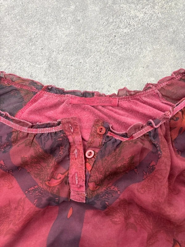 puff slouchy paisley burgundy blouse