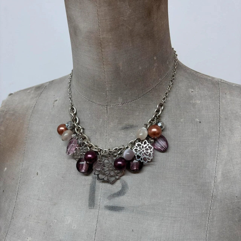 chunky chain beaded charm necklace