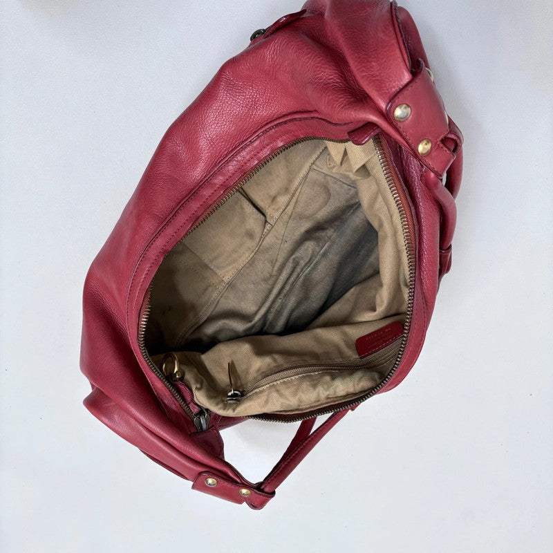 red leather slouchy boho Salvatore Ferragamo bag