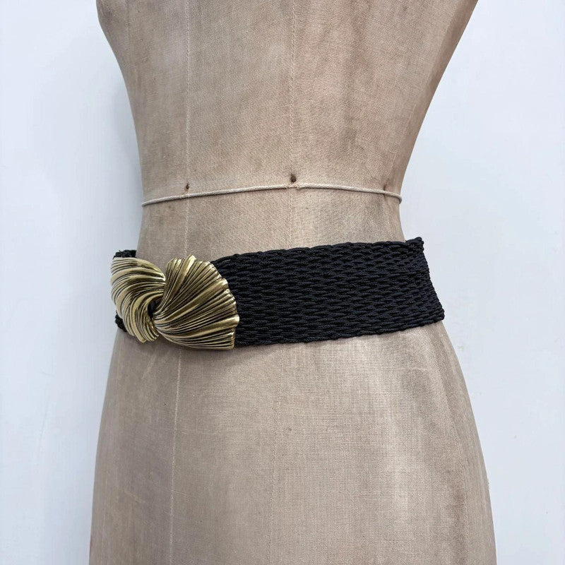 woven chunky gold metal belt