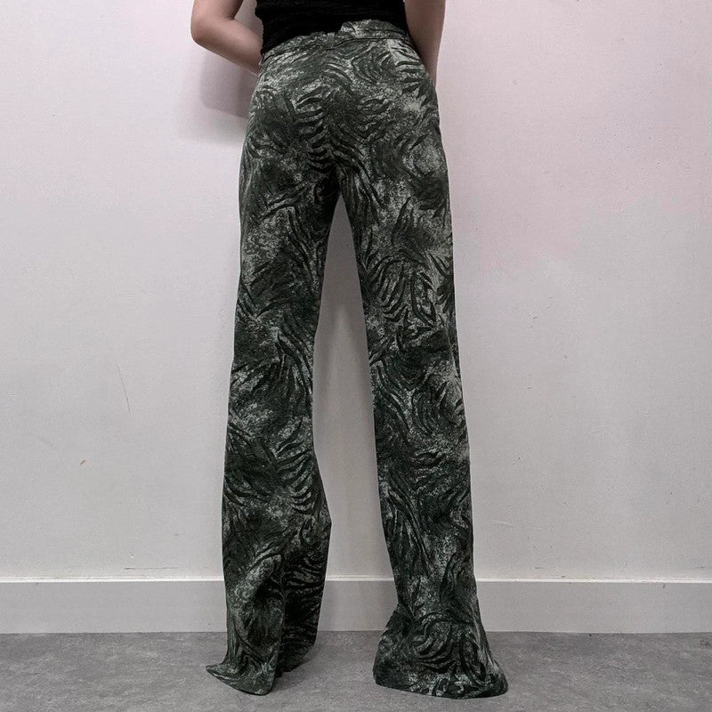 90s patterned flared bootcut jeans