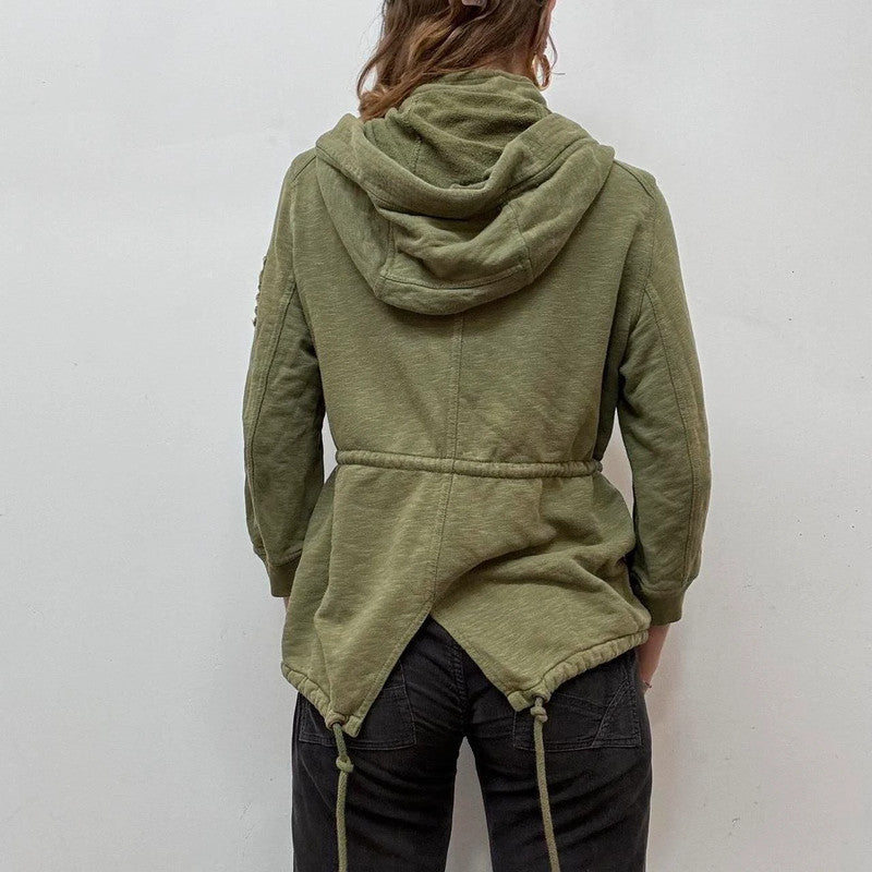 khaki cotton jersey cargo utility jacket