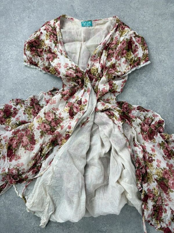 floral rose ruffle wrap around mini summer tea dress