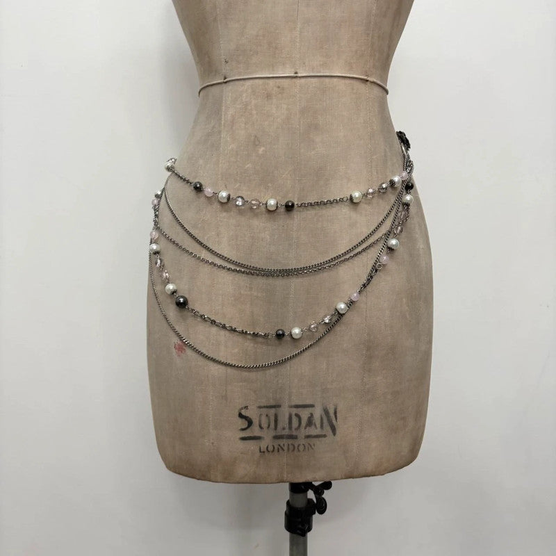 silver metal layered necklace