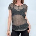 black sheer crinkle slouchy shirt