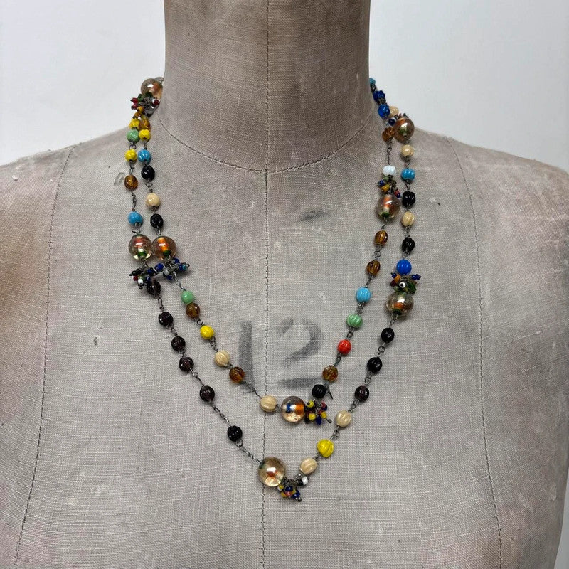 layered beaded chain necklace