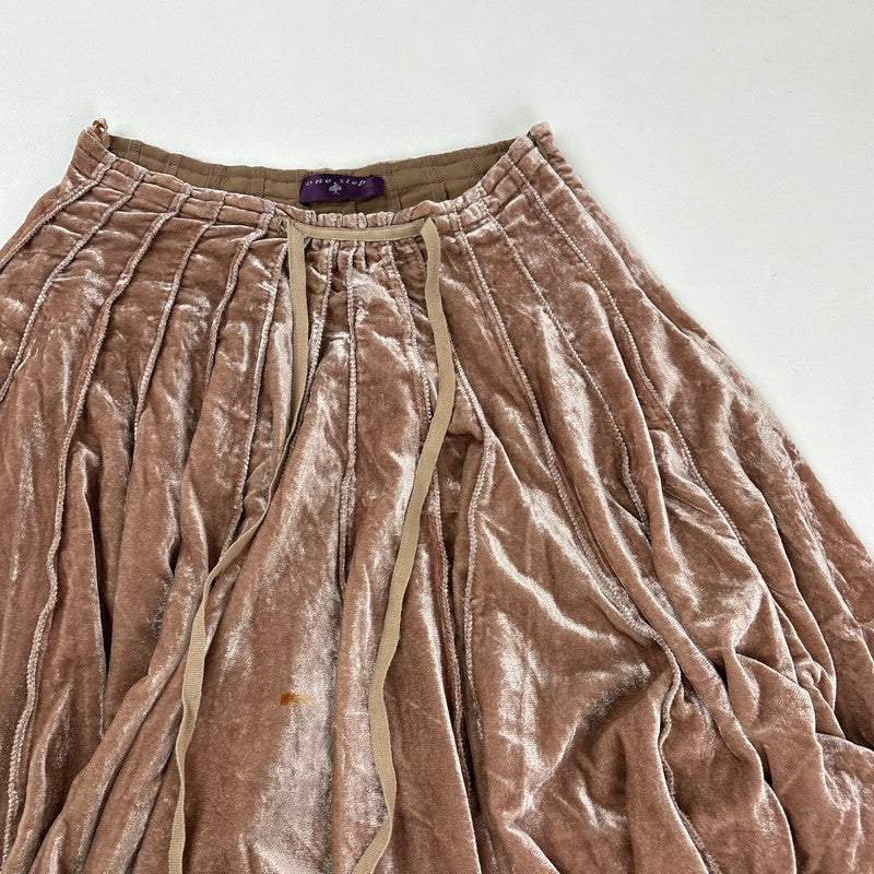 Brown pleated flared layered midi skirt