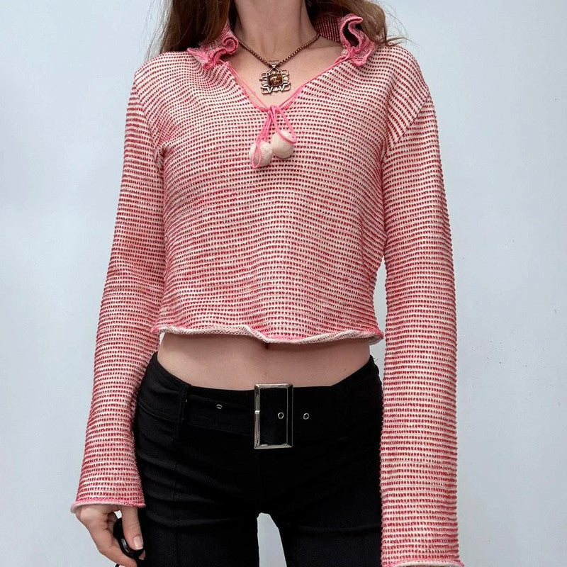 pink flared cropped knit diesel jumper