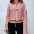 pink flared cropped knit diesel jumper