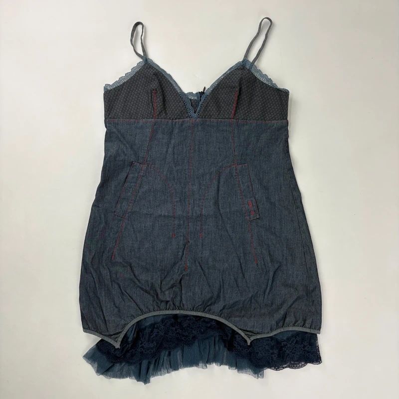 Cop Copine dress navy layered denim midi dress
