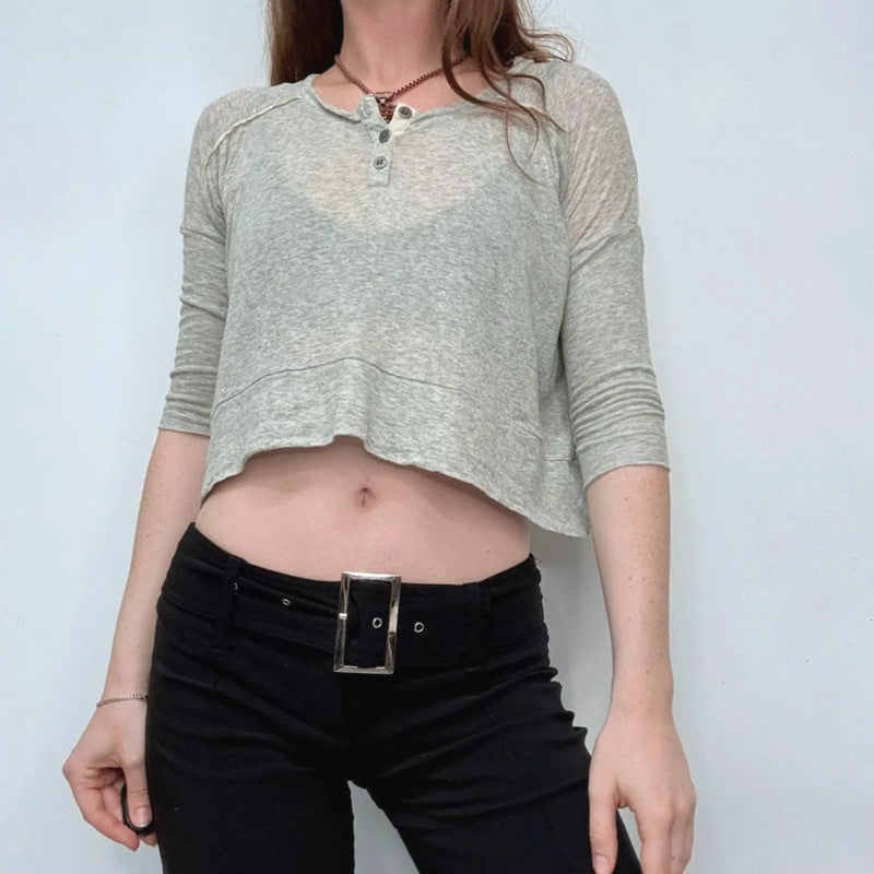 grey allsaints mini cropped sheer cotton t-shirt