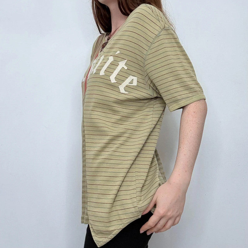 Custo Barcelona pinstripe khaki t-shirt