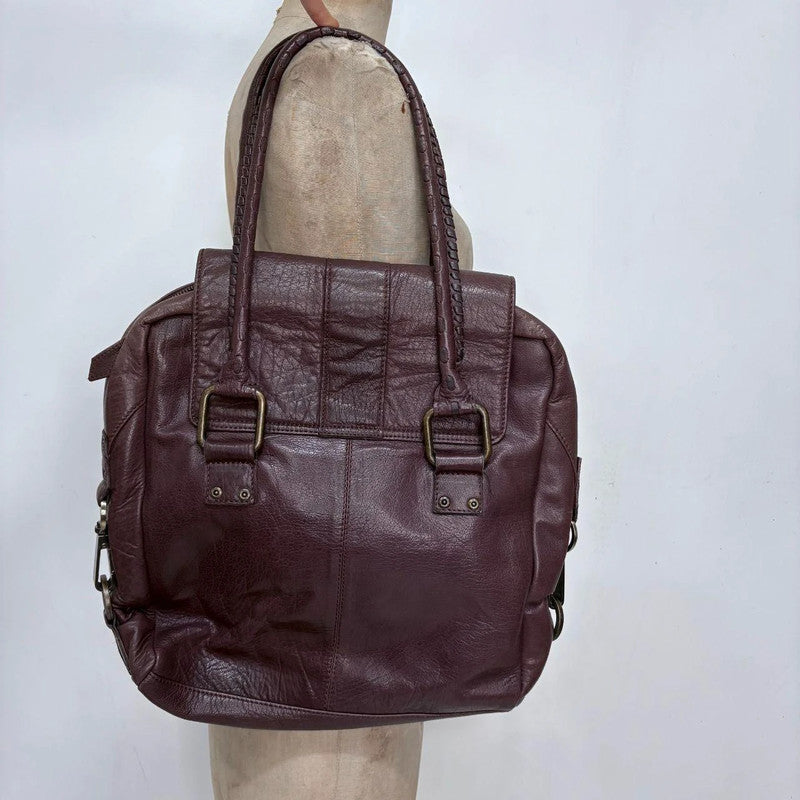 chunky oversized brown leather bag