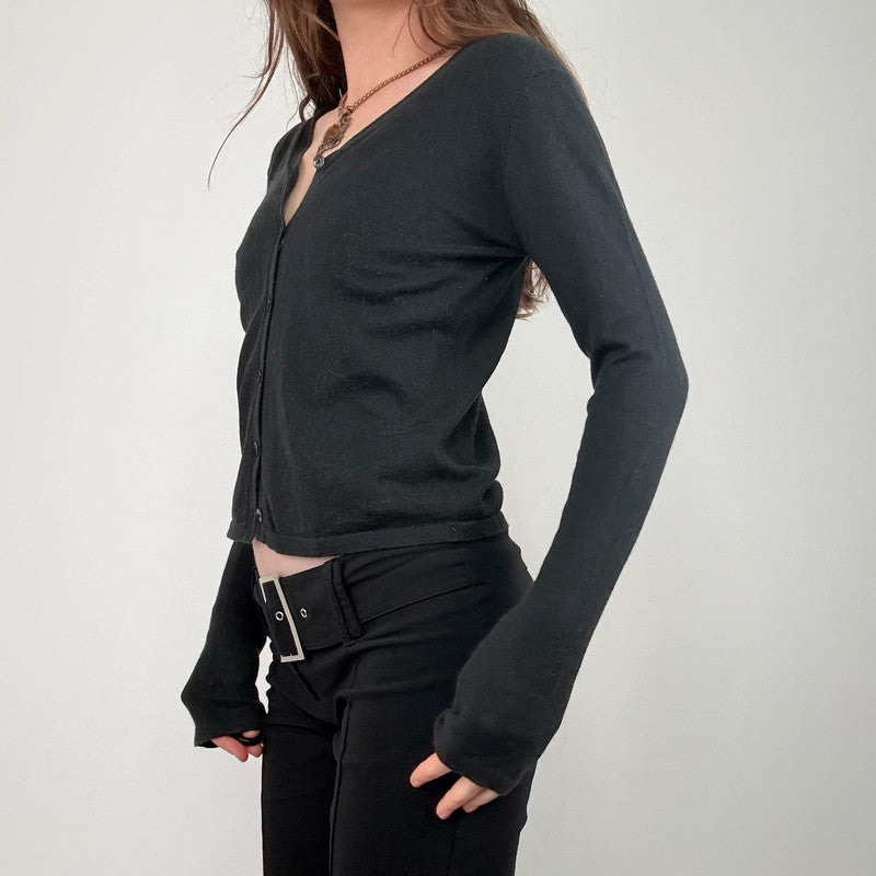black cropped button cardigan
