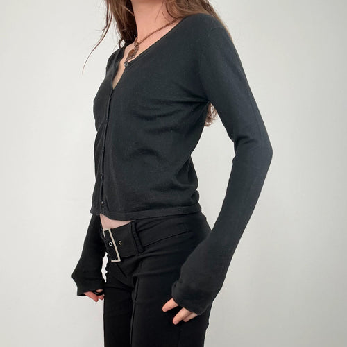 black cropped button cardigan