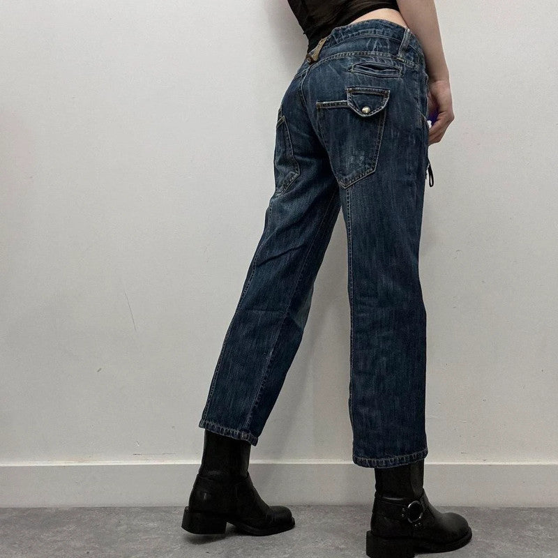 distressed denim cropped trousers
