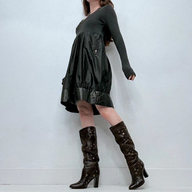 Cop Copine pleated flared puff mini dress