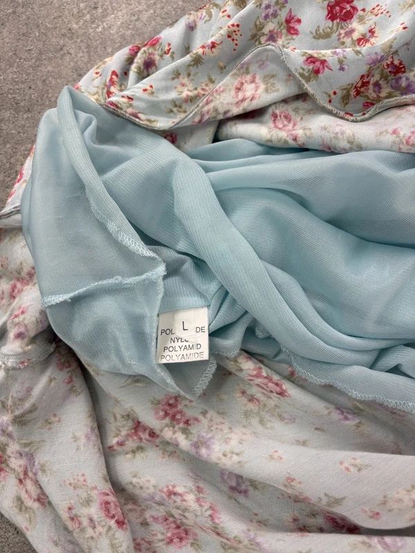 vintage bias cut baby blue floral dress